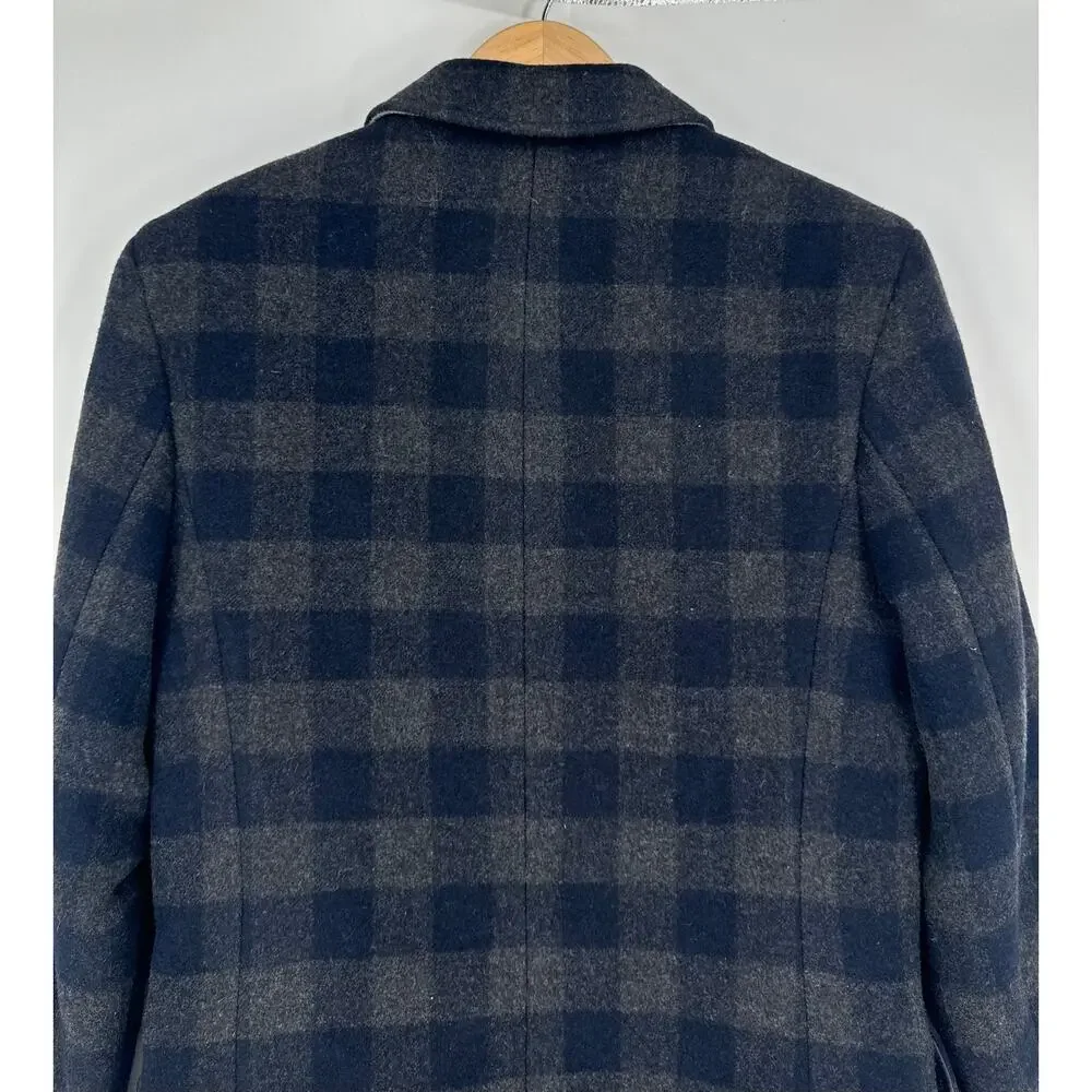 J. Crew Ludlow Topcoat Wool Blend Plaid Check Overcoat Jacket Quilted Coat, 36S